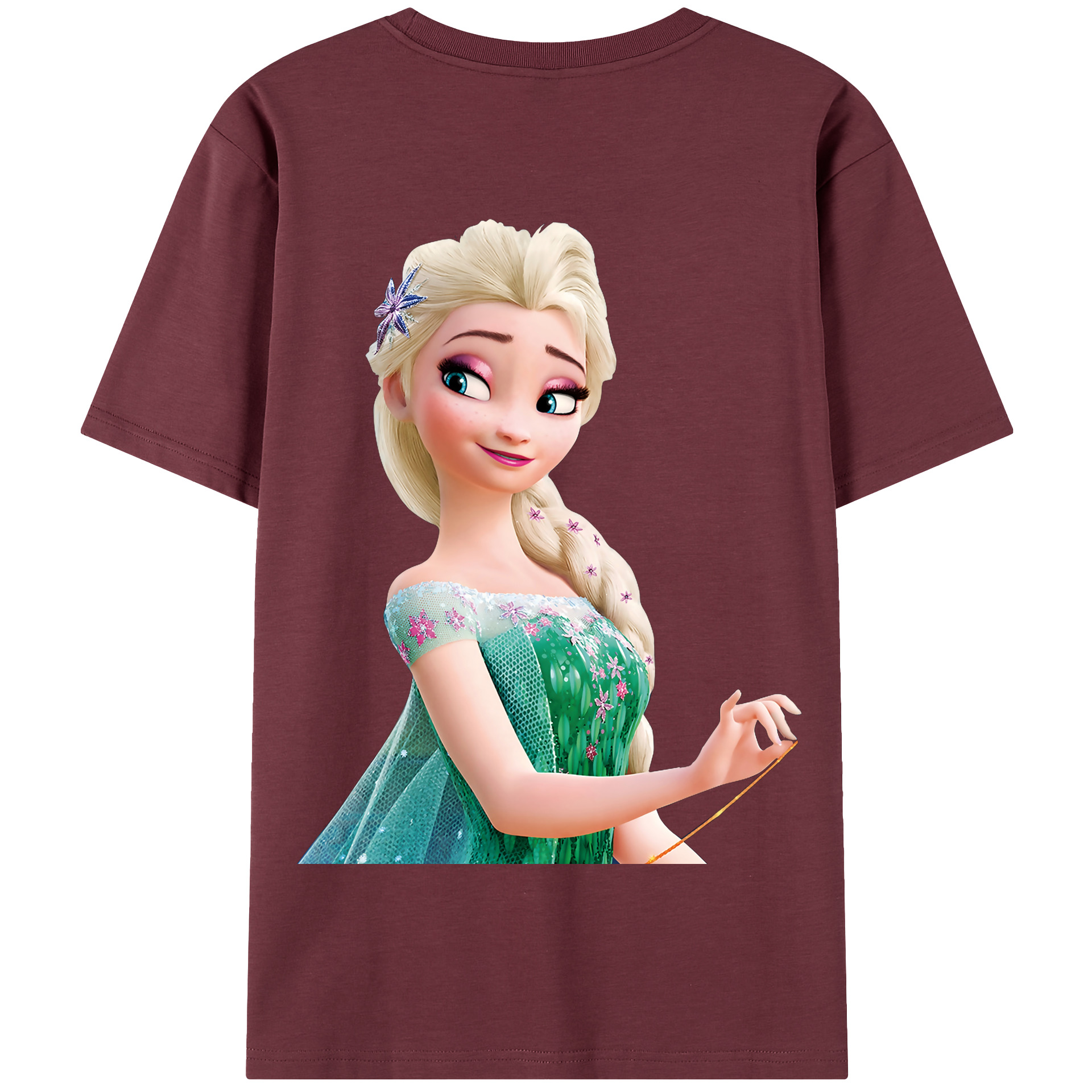 （画像用） アナと雪の女王 アンナ エルサ Frozen Anna Elsa 綿100％半袖Tシャツ（背面プリント）
